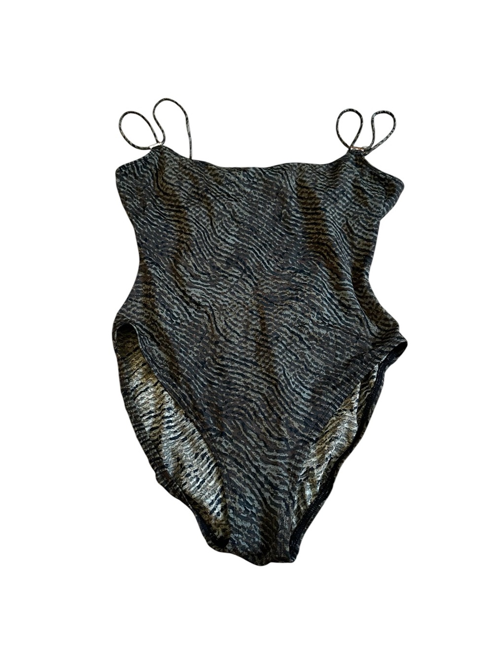 Vintage Anne Klein One Piece Swimsuit Classic French High Cut Y2K Size 10